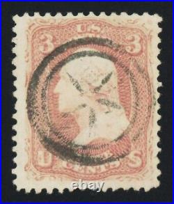 #65, 3c Rose, USED, VF, five-spoke radial-in-a-double-circle cancel, 2009 PFC