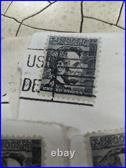 7 Rare Abe Lincoln 4 Cent Stamps USED Rare 7 TOTAL