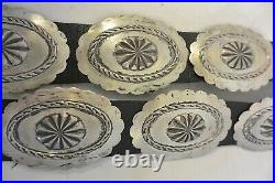 8+ozt Navajo CONCHO BELT Primitive buckle Sterling Silver Repousse & Stamped