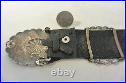 8+ozt Navajo CONCHO BELT Primitive buckle Sterling Silver Repousse & Stamped