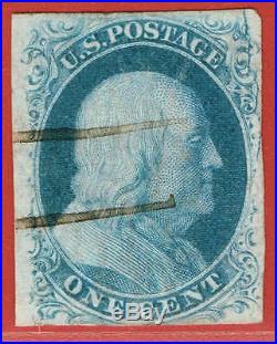 81 USA 1847 One Cent Blue FRANKLIN Imperf. VARIETY SEE PICTURES