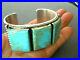 ANTHONY SKEET Native American Square Turquoise Sterling Silver Stamped Bracelet