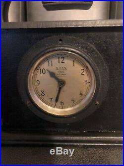 ANTIQUE 1900s AJAX TIME STAMP CO. TIME STAMP CLOCK with ORIGINAL KEYS AND WORKS