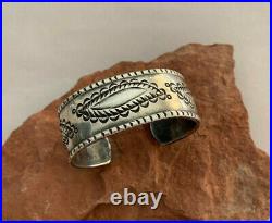 AWESOME Coin Silver Stamped Bracelet by Master Silversmith PERRY SHORTY Navajo