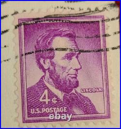 Abraham Lincoln 4 Cent RARE Used Stamp 1954 Purple Color United States Postage