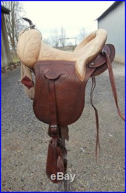 Antique Ladies Cowgirl Astride Saddle Amazing Condition stamped Clark 1919