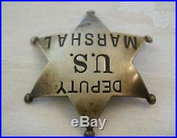 Antique Marshal Badge Old West 1890-1920's, 6 point star badge. Hmk l. A. Stamp