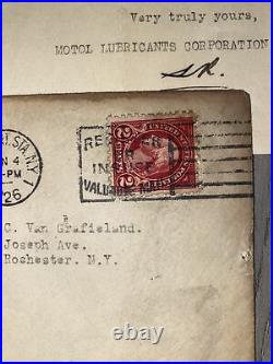 Antique Red Washington Stamp Letter From Oil Company About Stocks 1926 Awesome