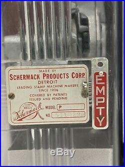 Antique Schermack 3 & 4 Cent Automatic Stamp Vending Machine Dispenser With Keys