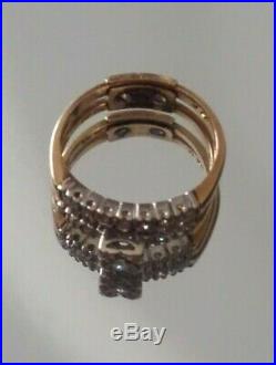 Antique Size 6 Old European Cut Genuine Diamond Ring Bridal Set 14K Stamped