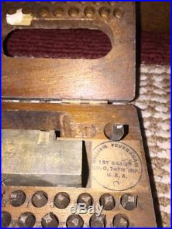 Antique Us Wwi Military Army Dog Tag Metal Stamping Punch Rare Complete Set