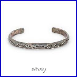Antique Vintage Sterling Silver Native Navajo Hand Stamped Cuff Bracelet 20.6g