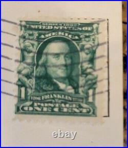 BENJAMIN FRANKLIN 1 Cent Stamp on RARE Postcard 1905 Post Marked & Received
