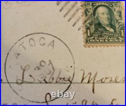 BENJAMIN FRANKLIN 1 Cent Stamp on RARE Postcard 1907 Post Marked Dec 30th 1907