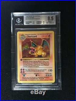 BGS 8.5 Pokemon Charizard 1st Edition Base Holo 1999 Shadowless THICK STAMP #4