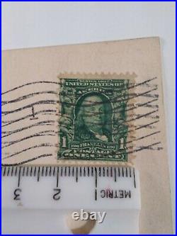 Ben Franklin 1 Cent Stamp Posted 1906 RPPC Postcard California Berkeley Rose Cot