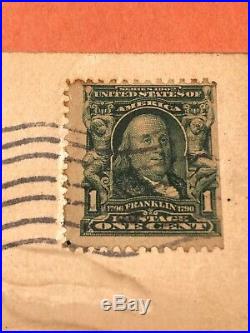 Benjamin Franklin Stamp. Very rare SC # 300. GREEN 1 CENT STAMP