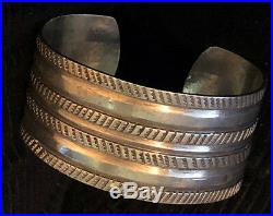 Best! Fine Early Navajo Hand Constructed Bracelet Hand Filed, Hand Stamped