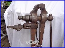 Blacksmith Post Leg Vice Vise, Indian Chief Columbus Forge & Iron Co. 1900, Stamped