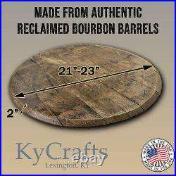 Bourbon Whiskey Barrel Top LAZY SUSAN Authentic distillery stamp. Food Safe