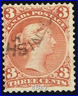CKStamps Canada Stamps Collection Scott#25 3c Victoria Used Laid Paper CV$40