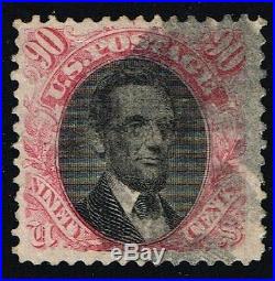 CKStamps US Stamp Collection Scott#122 90c Lincoln Used Lightly Crease CV$1900