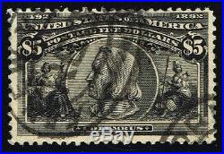 CKStamps US Stamps Collection Scott#245 $5 Columbian Used Tiny Thin CV$1200