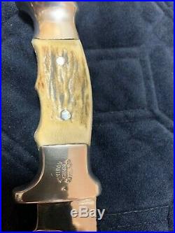 Custom R. H. RUANA CUSTOM MODEL M STAG KNIFE STAMP-ELK-SHEATH-1962-1983 US Made