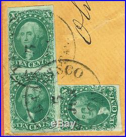 DB127 Rare rate cover(triple) San Francisco to N. Y. Top stamp Scott#16