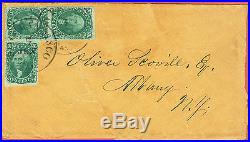 DB127 Rare rate cover(triple) San Francisco to N. Y. Top stamp Scott#16