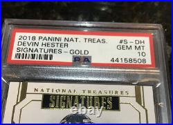 Devin Hester Panini National Treasures Gold Signatures Auto 10/15 PSA 10 POP 1/1
