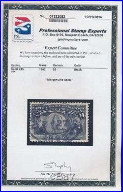 Drbobstamps US Scott #245 Used Attractively Cancelled PSE Cert. 2017 SCV $1200