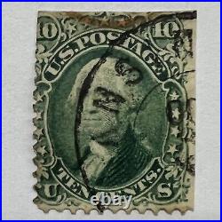 Early 10c Washington Green U. S. Stamp Nice Double Ring And Red Cancels