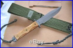 Ek combat knife wood handle stamped U. S. Subdued Bowie-style blade withsheath