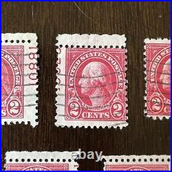 Error Lot Of 5 Plate Number Misperf Us 2c Stamps