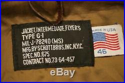Excellent Schott G-1 Navy-marine Leather Flight Jacket. Usn Stamped, Flawless