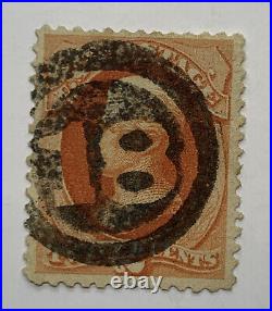 FANCY CANCEL 8 IN NEGATIVE SPACE ON 1800's 2C US STAMP
