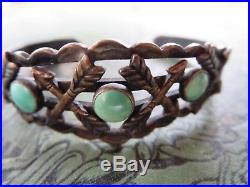 FRED HARVEY ERA OLD PAWN INDIAN ARROW STAMP WORK Sterling Turquoise Bracelet
