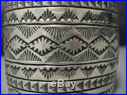 Fabulous Vintage Navajo Sterling Silver Deep Stamps Bracelet Old Cuff