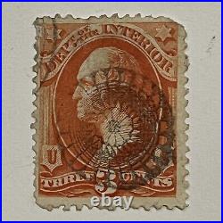 Fancy Cancel 1873/1879 U. S. 3c Stamp #o17 Or #o98 Interior Wheel Flower Postmark