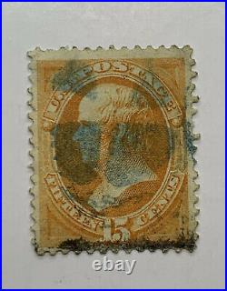 Fancy Cancel On 1879 Us 15c Stamp #o102 Signed On Back