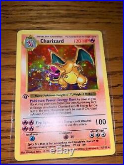 First Edition Base Set Shadowless Charizard Holo Thick Stamp Great Condition