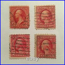 Four different postage stamps RED George Washington 2 cents
