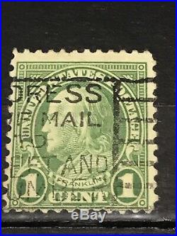 Francobollo Stamp USA 1 Cent Franklin green dentatura 11
