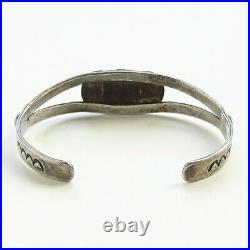 Fred Harvey Era Navajo Cuff Bracelet Turquoise Sterling Silver Stamp Decorated