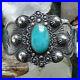 Fred Harvey Era Navajo Thunderbird Turquoise Cuff Bracelet Profusely Stamped 38g