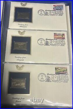 GOLDEN REPLICAS OF UNITED STATES STAMPS 50 total stamps One Is Just A Stamp