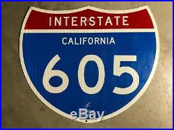 Genuine California Interstate 605 Fwy Sign with Property Stamp, 30 x 25 x 1/16
