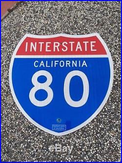 Genuine Road Grade CA Interstate 80 Fwy Sign With PROPERTY STAMP 24 x 24 x 1/16