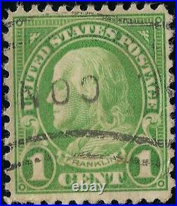 Green Ben Franklin Unique Flag Cancel US STAMP 1C Used CON Connecticut Rotary
